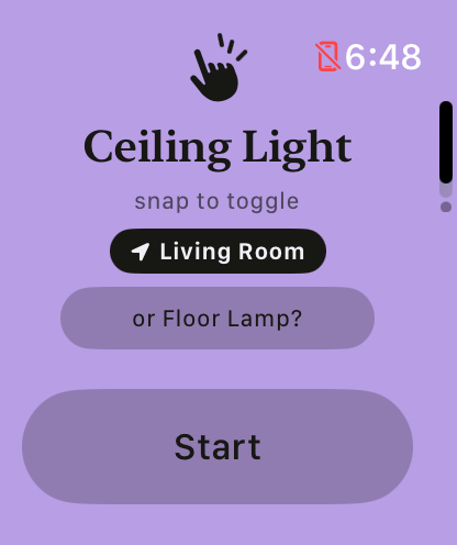 Watch screen flooded with the accent color, dark hand: target locked