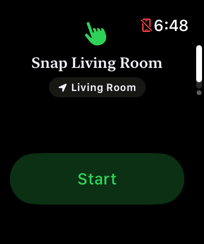 Watch screen, green hand on black: a device in mind